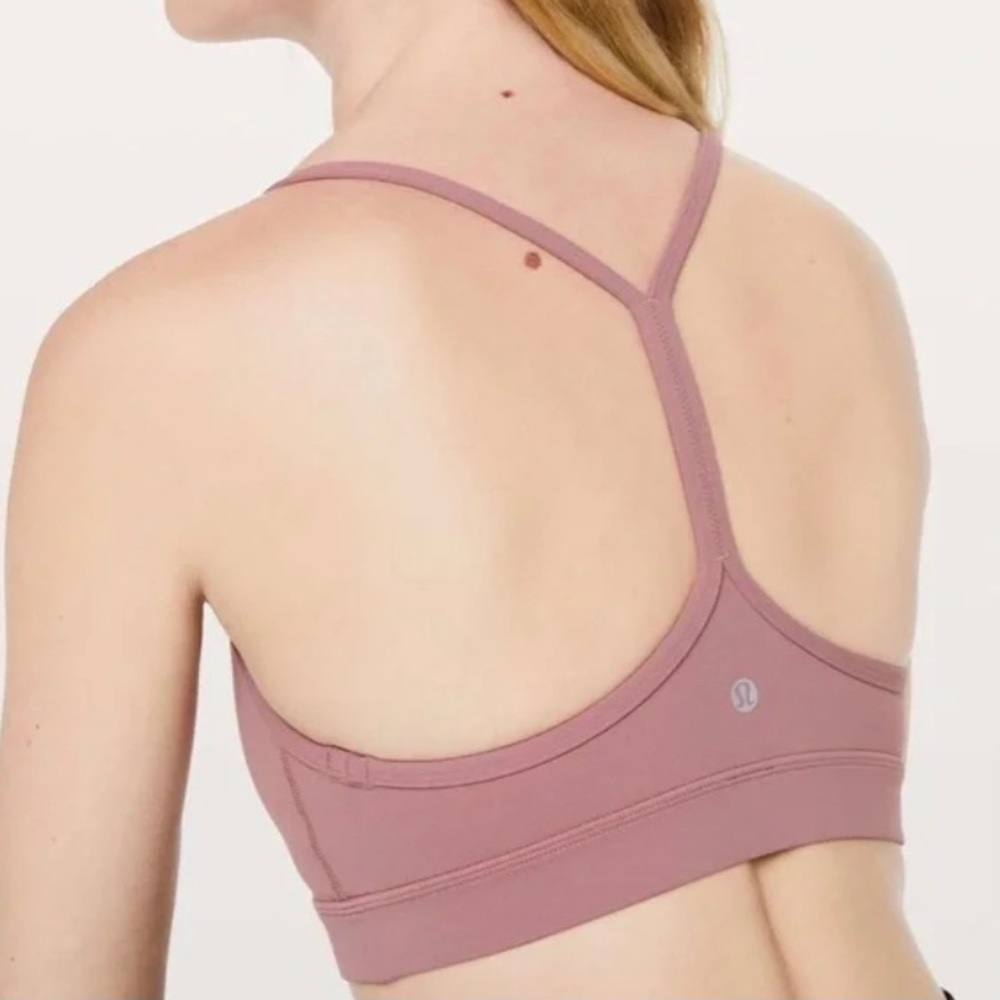 Lululemon Flow Y Bra Nulu Material With Racerback Mauve Pink Size 4 - Picture 7 of 9